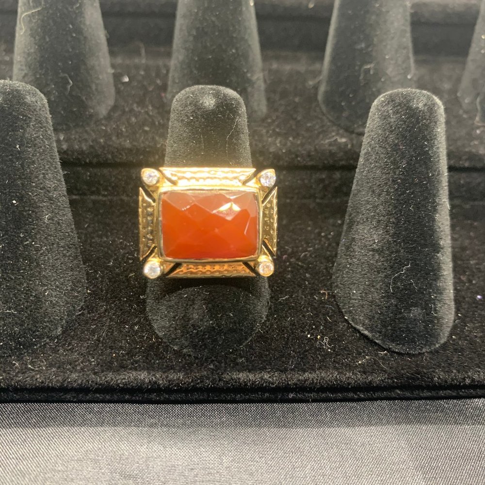 Melinda Maria Red Rectangle Ring